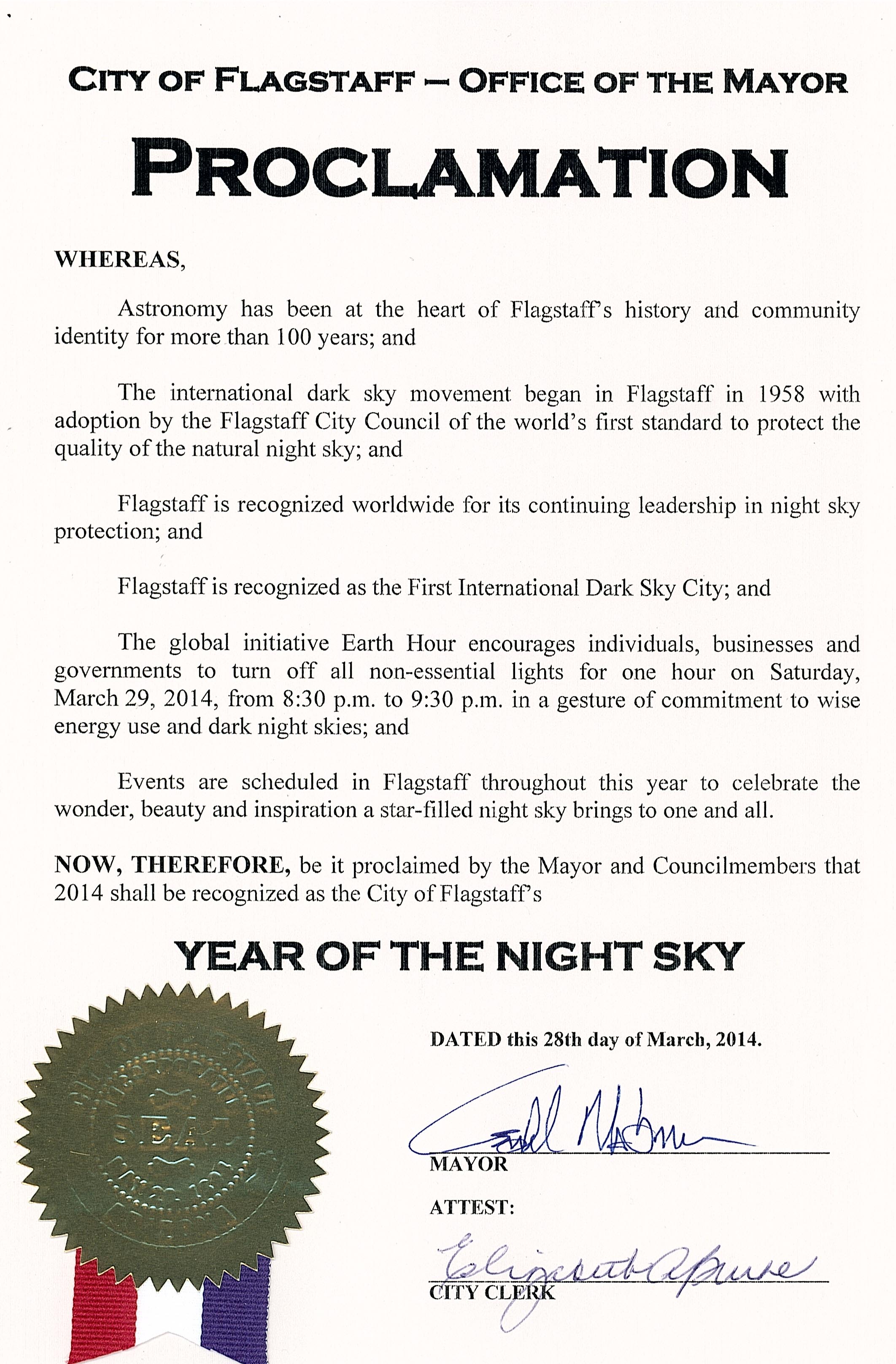 Flagstaffs-Year-of-the-Night-Sky-proclamation